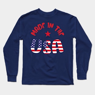 Made in the USA Flag Mom life  4th of july Long Sleeve T-Shirt